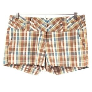 🍍Fresh Wear Juniors Brown & Teal Plaid Shorts